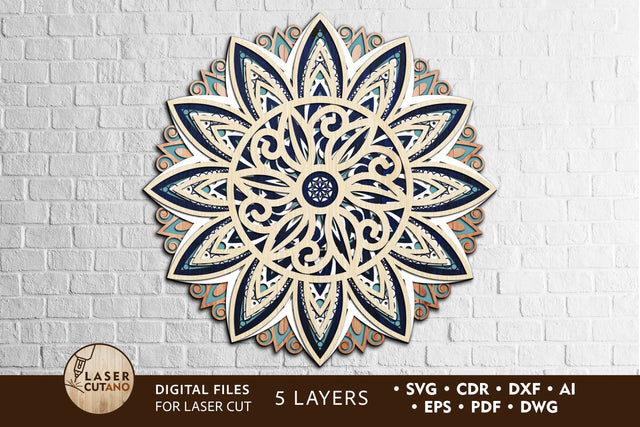 Mandala Multilayer Laser Cut Files, Round Sign SVG, 3D Designs, Mini Design Bundles SVG LaserCutano 
