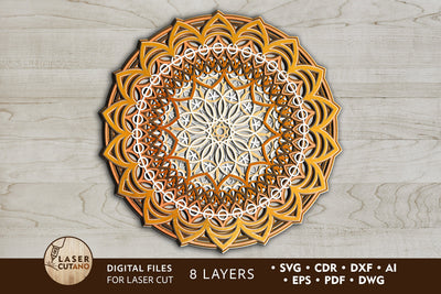 MANDALA Multilayer Laser Cut Files, Round SVG, 3D Designs SVG LaserCutano 