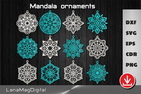 Mandala ornaments svg Christmas decor svg Mandala wall decor SVG LanaMagDigital 