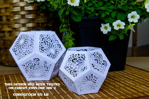 Mandala Paper Lantern SVG, 3d SVG Pentagon Shape Lantern, Mandala Candle Holder. 3D Paper Elinorka 