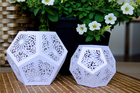 Mandala Paper Lantern SVG, 3d SVG Pentagon Shape Lantern, Mandala Candle Holder. 3D Paper Elinorka 