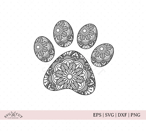 Mandala Paw SVG | Dog Paw print SVG Cut Files SVG SVG Cut Studio 