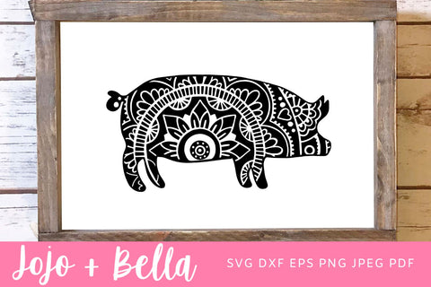 Mandala Pig SVG, Zentangle Pig Svg, Mandala svg, Pig svg file, Mandala Pig Clipart, Mandala Decal, Mandala Farm Animals Svg, Farmhouse svg SVG Jojo&Bella 