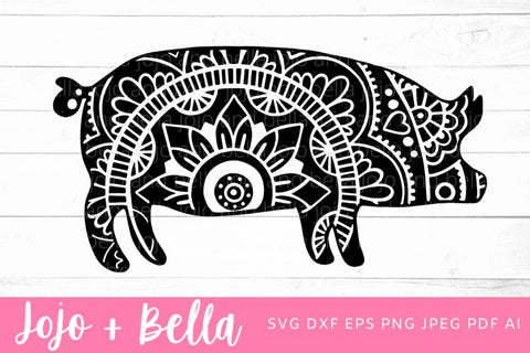 Mandala Pig SVG, Zentangle Pig Svg, Mandala svg, Pig svg file, Mandala Pig Clipart, Mandala Decal, Mandala Farm Animals Svg, Farmhouse svg SVG Jojo&Bella 