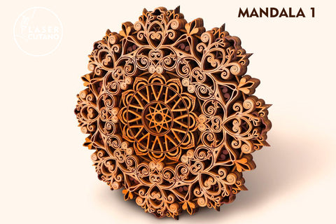 MANDALA Set Multilayer Cut Template for Paper Cutting and Laser Engraving on Wood SVG LaserCutano 