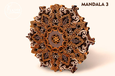 MANDALA Set Multilayer Cut Template for Paper Cutting and Laser Engraving on Wood SVG LaserCutano 