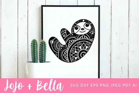Mandala Sloth SVG, Zentangle Sloth SVG, Cute Sloth SVG, Patterned Sloth SVG, Mandala SVG, Sloth svg file, Sloth Svg, Mandala Sloth Clipart SVG Jojo&Bella 