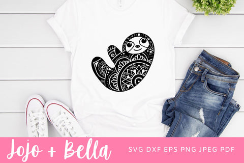 Mandala Sloth SVG, Zentangle Sloth SVG, Cute Sloth SVG, Patterned Sloth SVG, Mandala SVG, Sloth svg file, Sloth Svg, Mandala Sloth Clipart SVG Jojo&Bella 