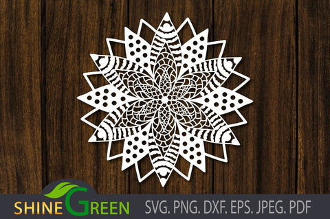 Mandala Sunflower SVG SVG Shine Green Art 