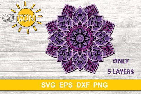 Mandala SVG | 3D Layered Mandala SVG cut file 5 layers 3D Paper CutsunSVG 