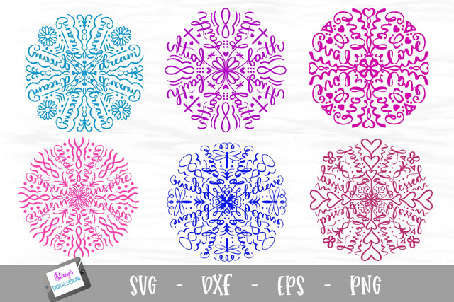 Mandala SVG Bundle - 6 Inspirational mandala designs SVG Stacy's Digital Designs 