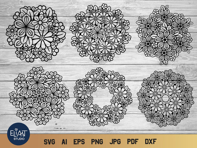 Mandala SVG Bundle, Flower Mandala SVG, Mini Bundle Vol.2 SVG Elinorka 