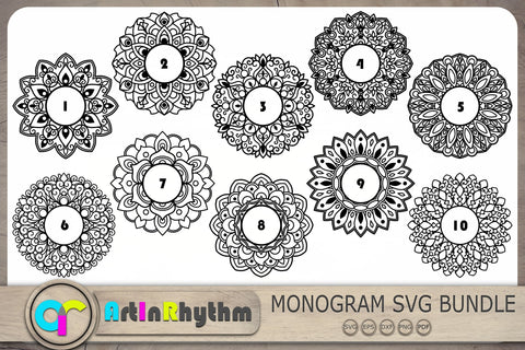 Mandala Svg Bundle, Zentangle Monograms Svg, Circle Monograms Svg SVG Artinrhythm shop 