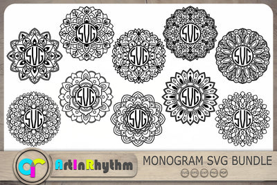 Mandala Svg Bundle, Zentangle Monograms Svg, Circle Monograms Svg SVG Artinrhythm shop 