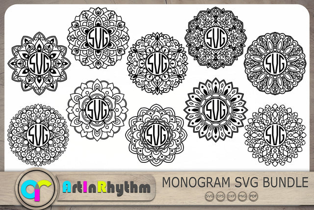 Mandala Svg Bundle, Zentangle Monograms Svg, Circle Monograms Svg SVG Artinrhythm shop 