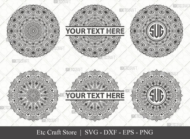 Mandala SVG Cut File | Mandala Monogram | Mandala Bundle | Hearts Mandala Svg | Tribal Mandala Svg | Boho Mandala Svg | M0001 SVG ETC Craft 