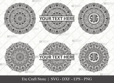 Mandala SVG Cut File | Mandala Monogram | Mandala Bundle | Hearts Mandala Svg | Tribal Mandala Svg | Boho Mandala Svg | M00010 SVG ETC Craft 