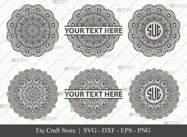 Mandala SVG Cut File | Mandala Monogram | Mandala Bundle | Hearts Mandala Svg | Tribal Mandala Svg | Boho Mandala Svg | M00012 SVG ETC Craft 