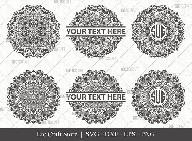 Mandala SVG Cut File | Mandala Monogram | Mandala Bundle | Hearts Mandala Svg | Tribal Mandala Svg | Boho Mandala Svg | M00013 SVG ETC Craft 