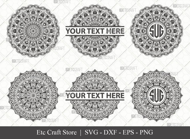 Mandala SVG Cut File | Mandala Monogram | Mandala Bundle | Hearts Mandala Svg | Tribal Mandala Svg | Boho Mandala Svg | M00014 SVG ETC Craft 