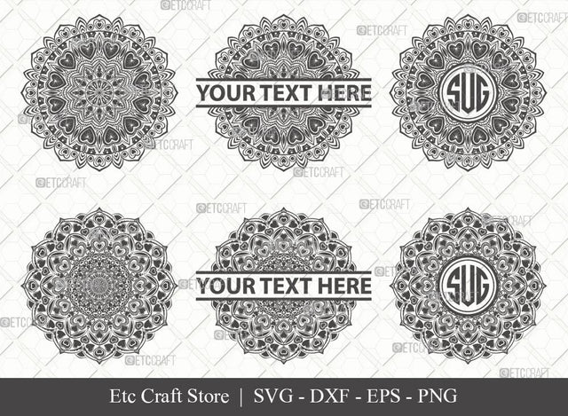 Mandala SVG Cut File | Mandala Monogram | Mandala Bundle | Hearts Mandala Svg | Tribal Mandala Svg | Boho Mandala Svg | M00016 SVG ETC Craft 