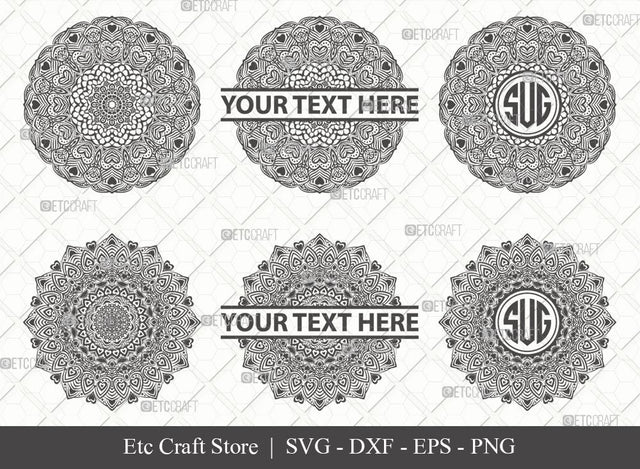 Mandala SVG Cut File | Mandala Monogram | Mandala Bundle | Hearts Mandala Svg | Tribal Mandala Svg | Boho Mandala Svg | M00018 SVG ETC Craft 