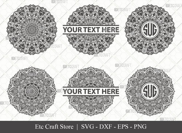 Mandala SVG Cut File | Mandala Monogram | Mandala Bundle | Hearts Mandala Svg | Tribal Mandala Svg | Boho Mandala Svg | M00020 SVG ETC Craft 