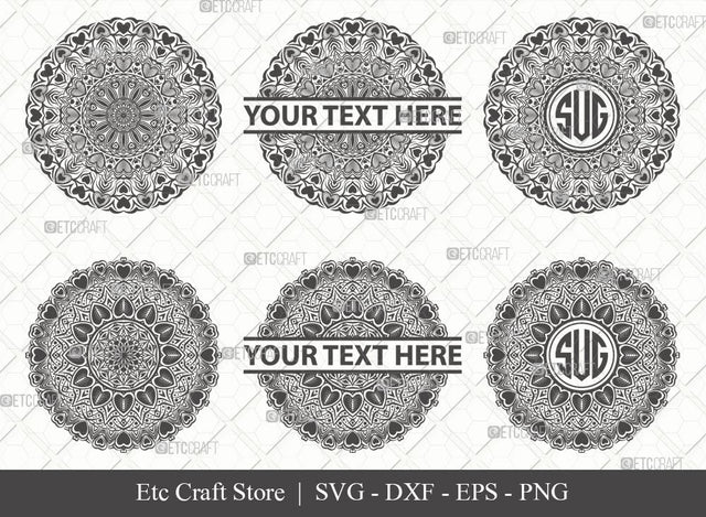 Mandala SVG Cut File | Mandala Monogram | Mandala Bundle | Hearts Mandala Svg | Tribal Mandala Svg | Boho Mandala Svg | M0004 SVG ETC Craft 