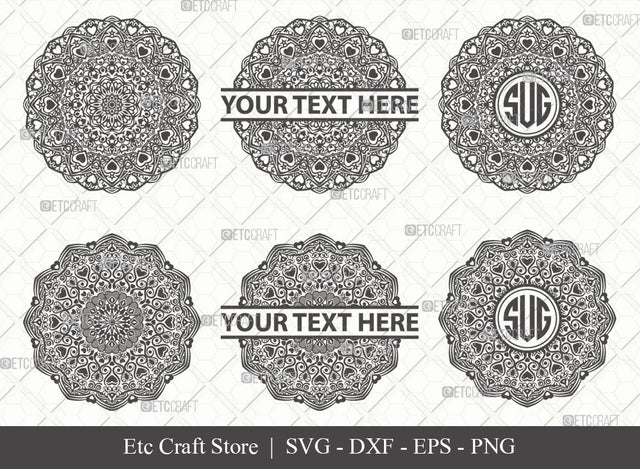 Mandala SVG Cut File | Mandala Monogram | Mandala Bundle | Hearts Mandala Svg | Tribal Mandala Svg | Boho Mandala Svg | M0005 SVG ETC Craft 
