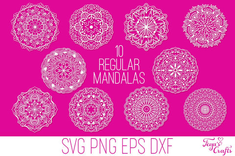 Mandala SVG Cut Files Bundle: 30 Regular Mandalas, Split Mandalas & Monogram Mandalas SVG Feya's Fonts and Crafts 