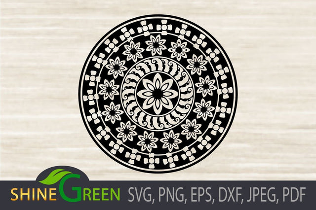 Mandala SVG - Floral Monogram for Cricut, Sublimation SVG Shine Green Art 
