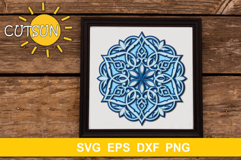 Mandala SVG | Layered Mandala with hearts cut file 5 layers 3D Paper CutsunSVG 
