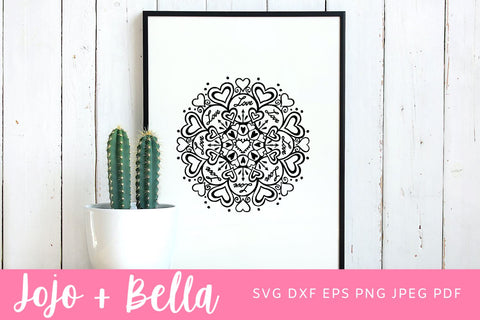 Mandala Svg, Svg, Mandala, Zentangle svg, Love Mandala svg, Love Svg, Valentines Svg, Wedding Svg, Valentine's Day Svg, Svg files for Cricut SVG Jojo&Bella 
