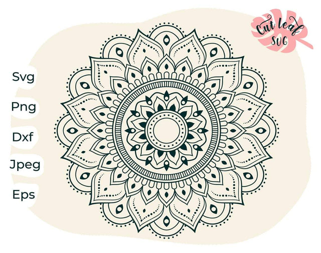 Mandala svg, zentangle svg, mandala monogram svg, mandala decal, flower svg, floral svg, yoga svg SVG CutLeafSvg 