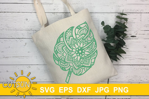 Mandala Tropical Leaf SVG cut file SVG CutsunSVG 