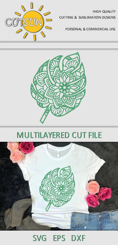Mandala Tropical Leaf SVG cut file SVG CutsunSVG 