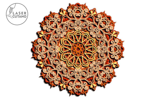 MANDALA Wooden Wall Art Template Laser Cut & Paper Cut, Multilayer Laser Cut Files, Mandala, SVG, 3D Designs SVG LaserCutano 