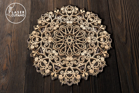 MANDALA Wooden Wall Art Template Laser Cut & Paper Cut, Multilayer Laser Cut Files, Mandala, SVG, 3D Designs SVG LaserCutano 