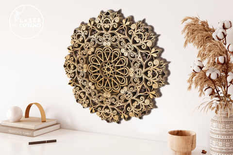 MANDALA Wooden Wall Art Template Laser Cut & Paper Cut, Multilayer Laser Cut Files, Mandala, SVG, 3D Designs SVG LaserCutano 