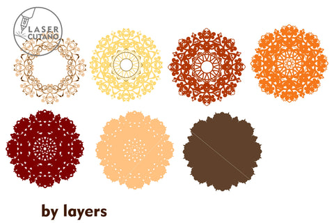 MANDALA Wooden Wall Art Template Laser Cut & Paper Cut, Multilayer Laser Cut Files, Mandala, SVG, 3D Designs SVG LaserCutano 