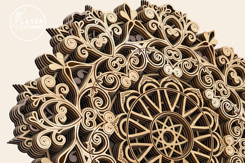 MANDALA Wooden Wall Art Template Laser Cut & Paper Cut, Multilayer Laser Cut Files, Mandala, SVG, 3D Designs SVG LaserCutano 