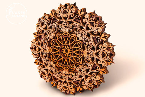 MANDALA Wooden Wall Art Template Laser Cut & Paper Cut, Multilayer Laser Cut Files, Mandala, SVG, 3D Designs SVG LaserCutano 