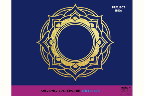 Mandala Wreath SVG, Yoga Frame SVG. Mandala SVG, Mandala Frame SVG, Circle Frame SVG March Design Studio 