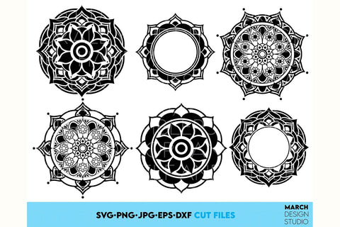 Mandala Wreath SVG, Yoga Frame SVG. Mandala SVG, Mandala Frame SVG, Circle Frame SVG March Design Studio 