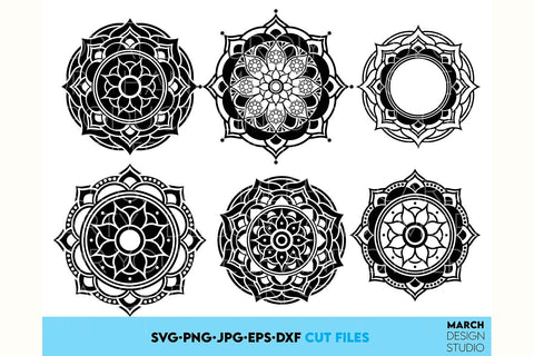 Mandala Wreath SVG, Yoga Frame SVG. Mandala SVG, Mandala Frame SVG, Circle Frame SVG March Design Studio 