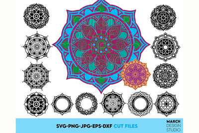 Mandala Wreath SVG, Yoga Frame SVG. Mandala SVG, Mandala Frame SVG, Circle Frame SVG March Design Studio 