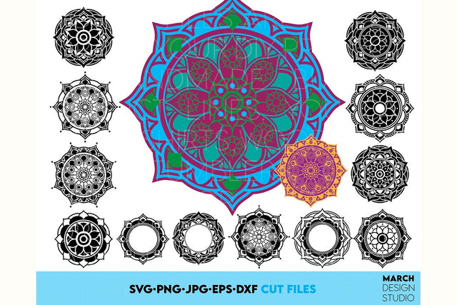Mandala Wreath SVG, Yoga Frame SVG. Mandala SVG, Mandala Frame SVG, Circle Frame SVG March Design Studio 