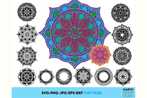 Mandala Wreath SVG, Yoga Frame SVG. Mandala SVG, Mandala Frame SVG, Circle Frame SVG March Design Studio 