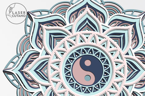 Mandala Yin Yang Multilayer Laser Cut Files, Mandala, Round Sign SVG, 3D Designs SVG LaserCutano 