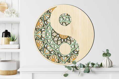 MANDALA YIN YANG Multilayer Laser Cut Files, Mandala, Round Sign SVG, 3D Designs SVG LaserCutano 
